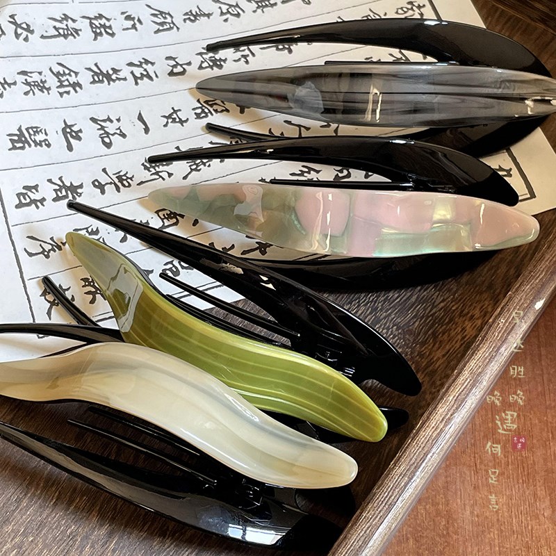 极速法式醋酸燕尾一字夹发夹盘发抓夹女夏天后脑勺夹子大号鸭嘴夹