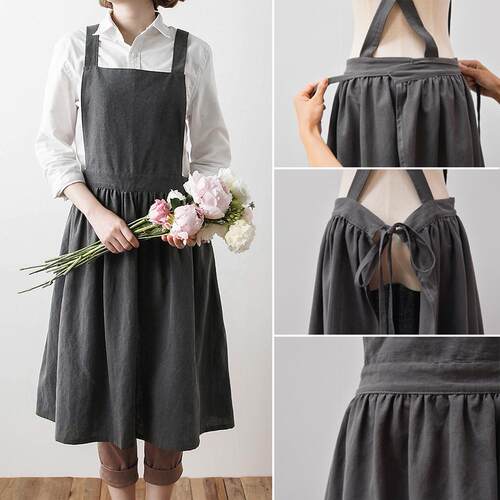 极速Apron Linen Gardening Coffee shops kitchen Aprons Restau