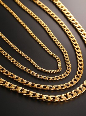 Vnox Mens Cuban Link Chain Necklace Stainless Steel Gold Bl