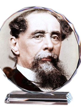 英国作家狄更斯画像珍藏礼品水晶模型摆件工艺品书房摆设人偶装饰