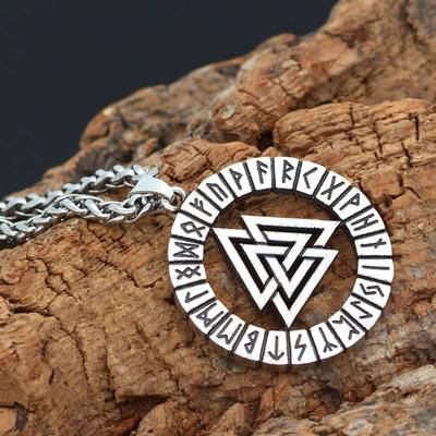 -Norse mythology Odin triange rune logo pendant necklace acc
