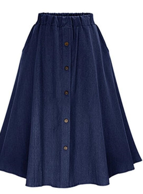 Fashion Korean Preppy Style Denim Skirts Women Solid Color L