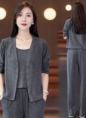 2025春秋季新款韩版时尚休闲运动服套装宽松百搭妈妈装显瘦两件套