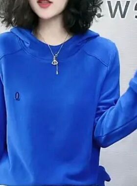 高档双面德绒连帽卫衣女秋冬季新款时尚休闲显瘦内搭外穿女上衣