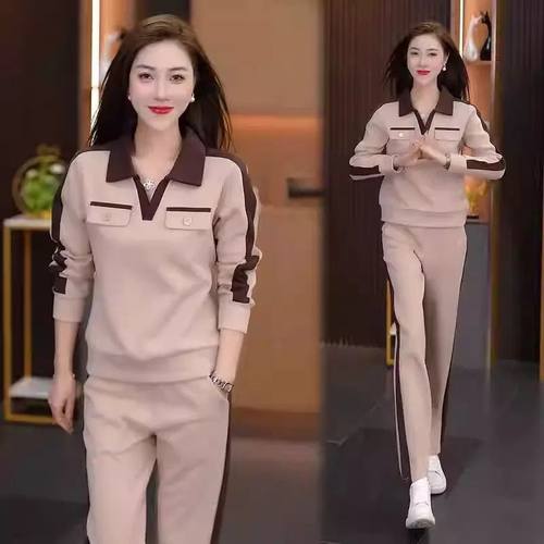 休闲运动套装2025春秋新款时尚洋气减龄妈妈装大码宽松显瘦两件套