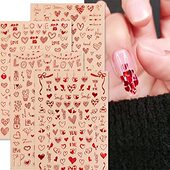 Nail Sheets Valentine Heart Stickers Art Decals
