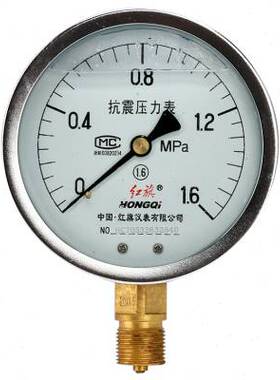 红旗仪表防抗耐震压力表YTN100径向01mpa充油水气汽液16级100