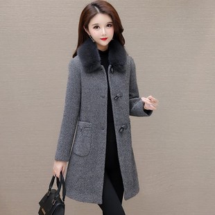 极速高端气质带毛领大衣女2025年秋冬新款小个子妈妈修身短款毛呢