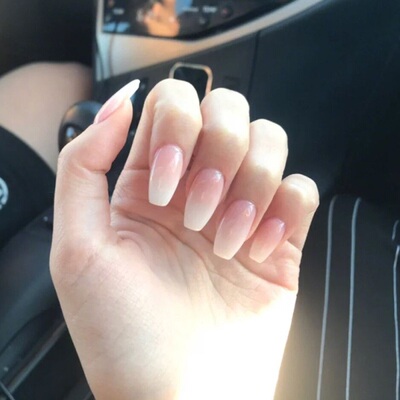 24Pcs Detachable Long Coffin False Nails Press on Nails Blue