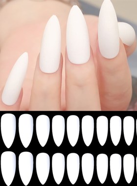 False Nails Matte 24pcs Long Tips for 3 Pure Color Chip Gel