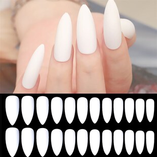 False Nails Matte 24pcs Long Tips for 3 Pure Color Chip Gel