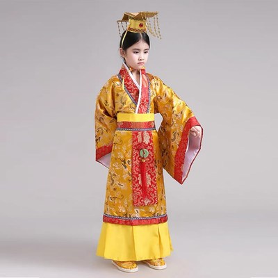 新品儿童秦朝皇帝龙袍古代皇上嬴政秦始皇服装汉朝刘邦古装影视剧