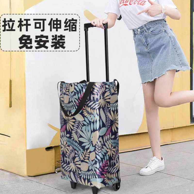 手拉买菜小车老年人小拉车便携式可折叠推车保鲜购物布袋带轮拉杆