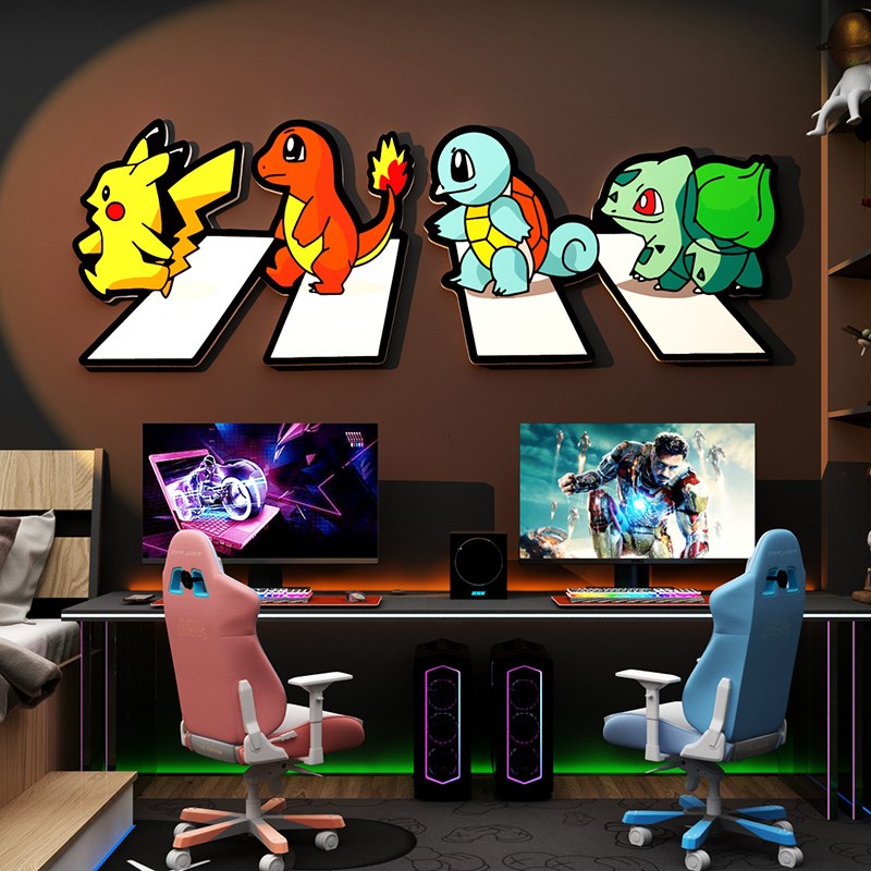 极速宝可梦耿鬼电竞脑屋房间布置男孩儿童区卧室墙面装饰改造贴纸