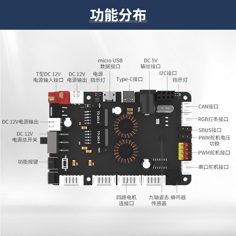 ROS机器人控制板STM32F103RCT6主控IMU小车驱动扩展开发板树莓派
