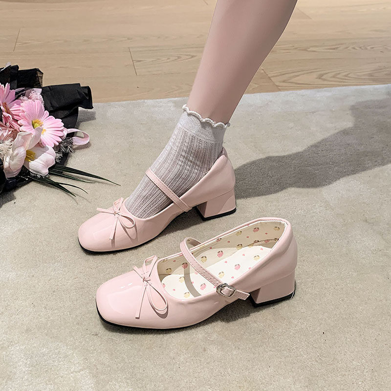复古百搭蝴蝶结玛丽珍鞋女2025年秋季新款粗跟浅口一字扣方头单鞋,女鞋,浅口单鞋,淘宝优惠券,粉丝福利购,淘宝优惠卷