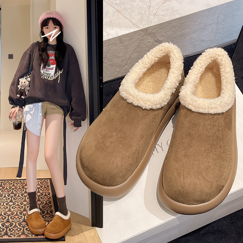 加绒保暖毛绒勃肯鞋女