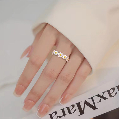 Coconal rendy Korean Style Daisy Flower Rings For Women Swee