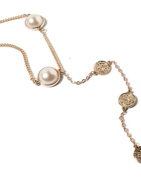 欧美创意复古合金项链  跨境简约金色不规则珍珠锁骨项饰女20520