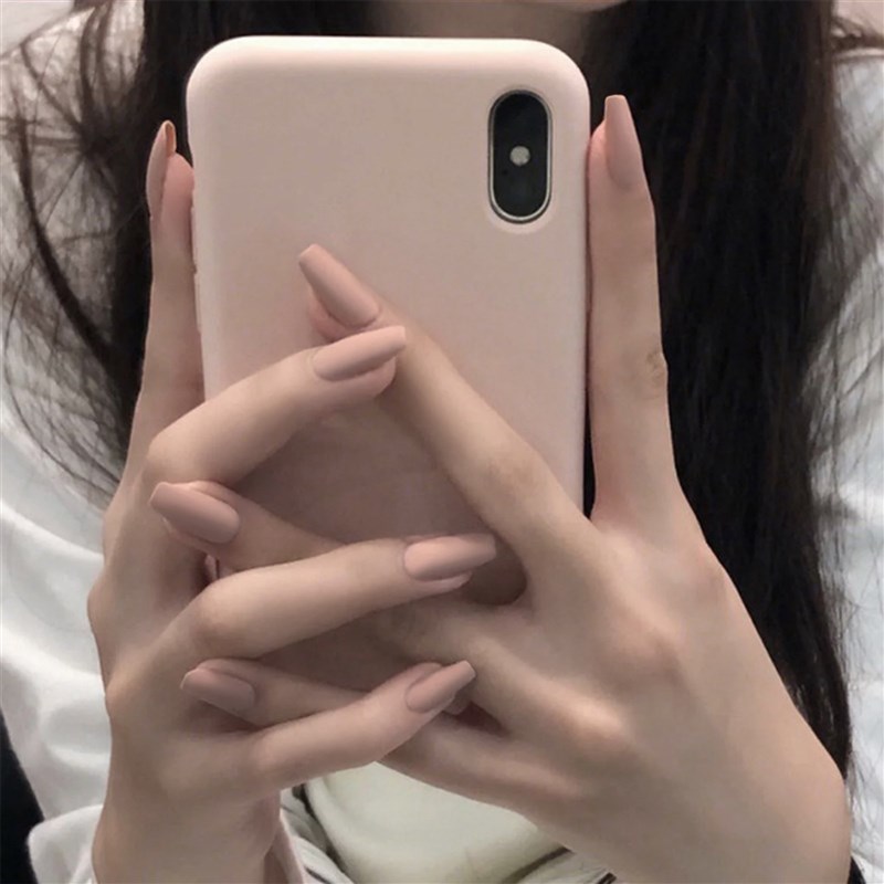 Nail Art Long Fake Nails Matte Ballet Tips Press on False w