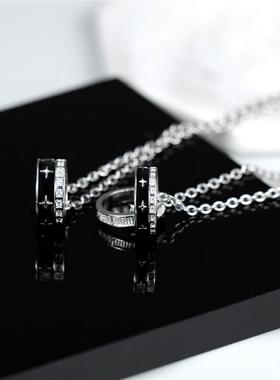 银项链男潮简约轻奢小众日系配饰品送男友百搭吊坠设计男士吊坠