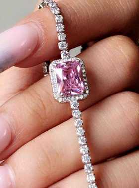 欧美小T风方形公主切割水钻镶钻闪亮法式优雅锁骨链短项链女性感