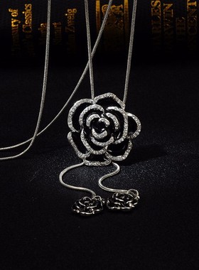 Fashion new sweater chain rose snake bone chain玫瑰花毛衣链