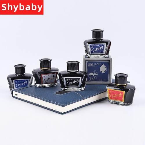 【3瓶装】鸵鸟墨水5系钢笔用非碳素墨水瓶防水红色黑色可擦纯蓝色