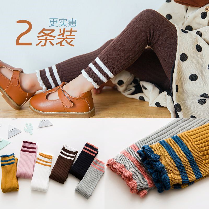 极速女童裤袜纯棉2018打底秋季女宝1-3岁新款2儿童袜裤九分春秋不