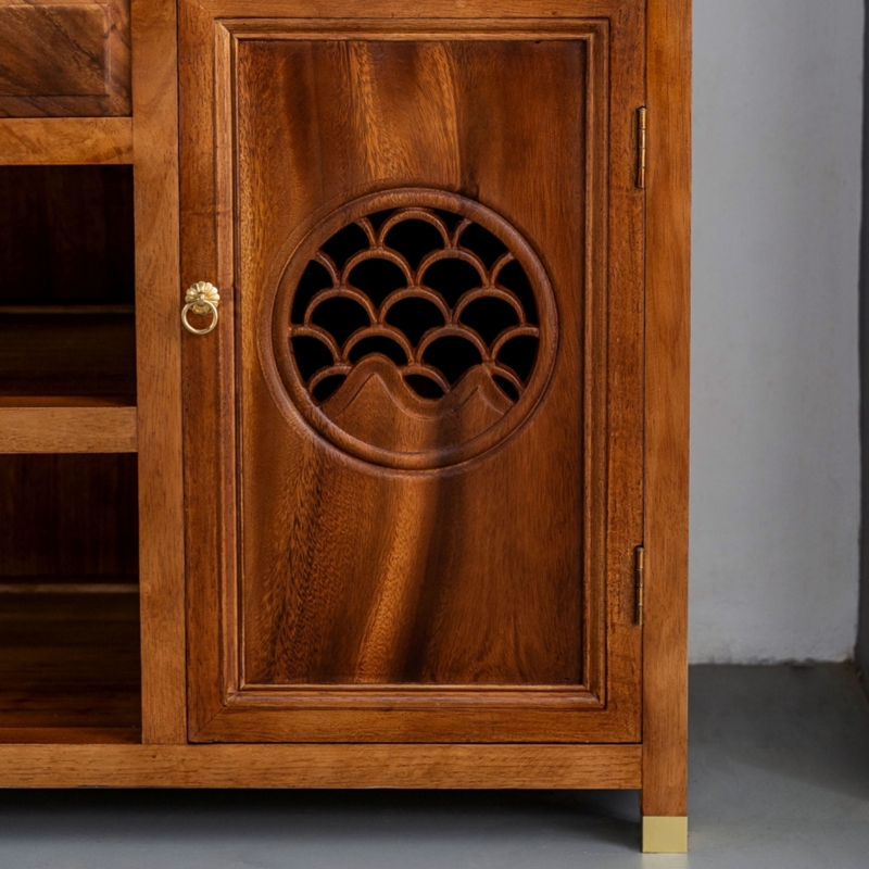 实木移动茶水柜茶桌边柜泡茶台家用烧水壶一体边柜办公室置物茶车