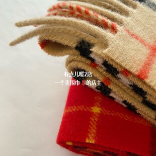 【现货】mini窄版~张静仪同款红格围巾新年红羊绒羊毛氛围感围巾