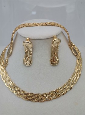 Africa Nigeria Jewelry Fashion Dubai Gold Jewelry Set Neckla