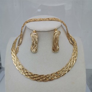 Africa Nigeria Jewelry Fashion Dubai Gold Jewelry Set Neckla