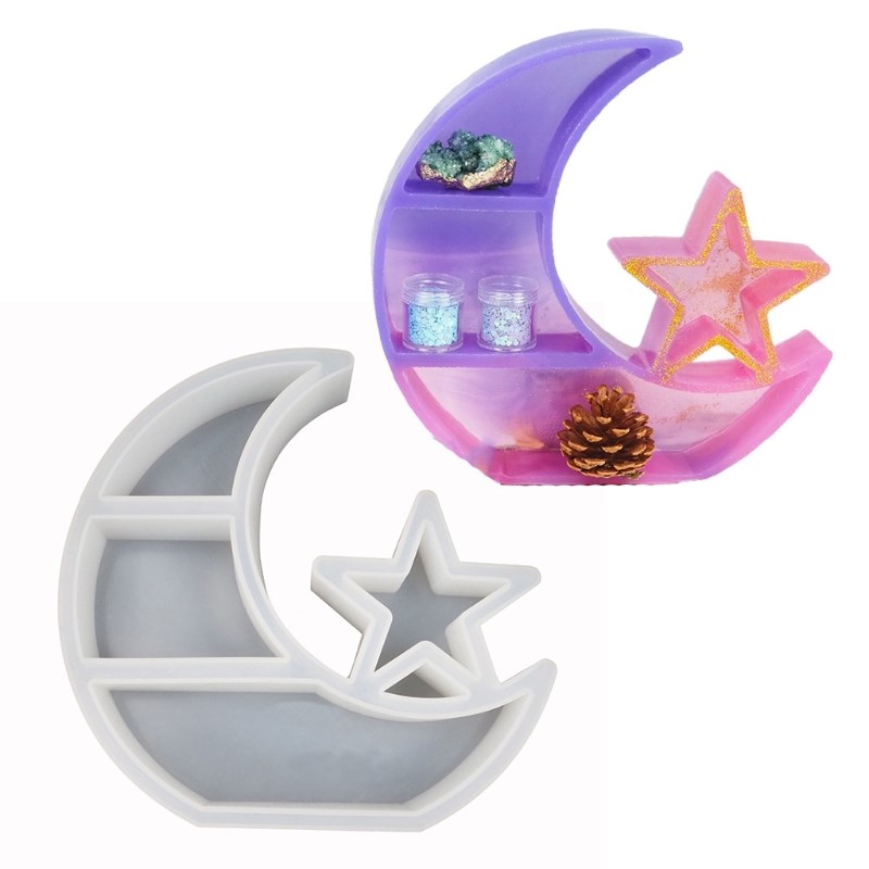 极速Large Crescent Moon Tray Resin Mold Moon Star Shelf Crys