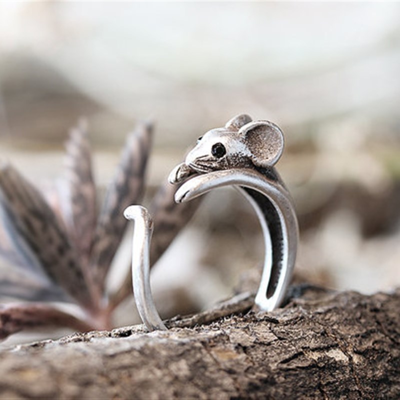 Unique Retro Mouse Adjustable Ring High Quality Design Mens