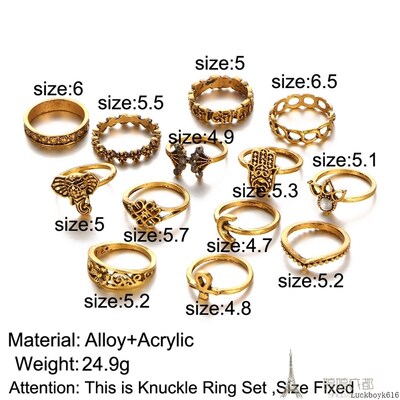 13pcs sets fashion gold rings women戒指
