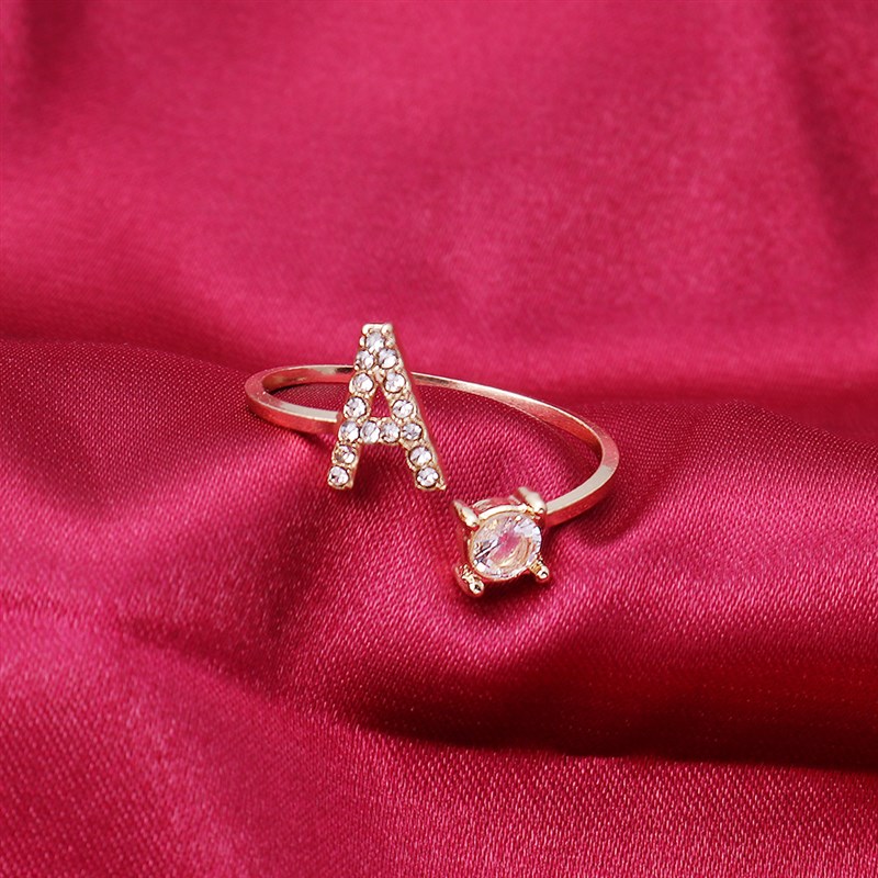 A-Z Letter Adjustable Opening Rings For Women Couple Alphabe