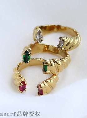 European and American fashion claw set zircon open ring ins