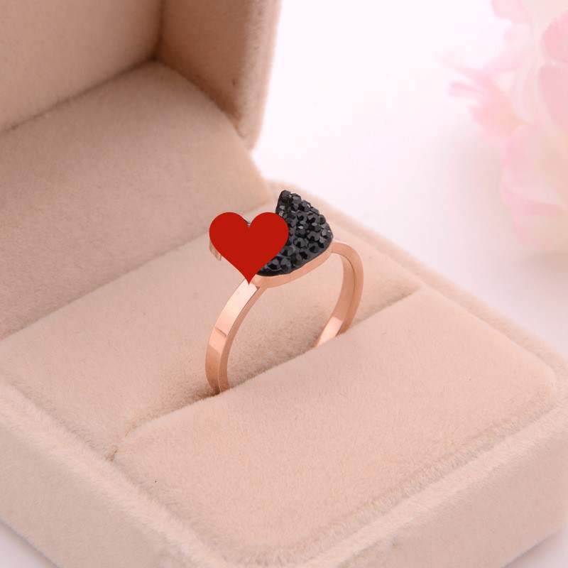 Titanium steel diamond Swan ring Korean rose gold ring adju