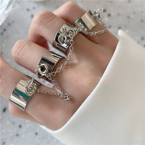 Punk Hip Hop Link Chain Rings For Women Men Teen Girls Cool