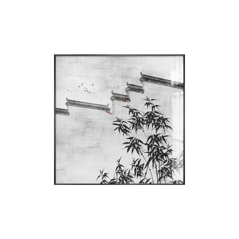 新中式中国风装饰画走廊玄关沙发背景墙徽派建筑挂画壁画过道网红图片