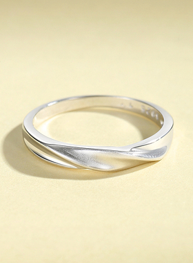 925银戒指女士纯银韩国简约莫比乌斯光面闭口戒子男单身个性指环