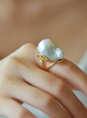 巴洛克戒指天然大珍珠时尚淡水精致款异形精挑细选造型做工送礼金