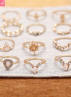 12pcs/set rings fashion diamond joint ring hand decoration