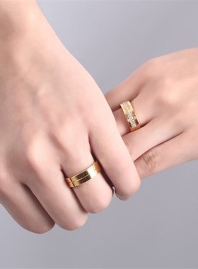 狂飙高啓强同款戒指镀金色男个性钛钢开槽6mm霸气情侣对戒百搭潮