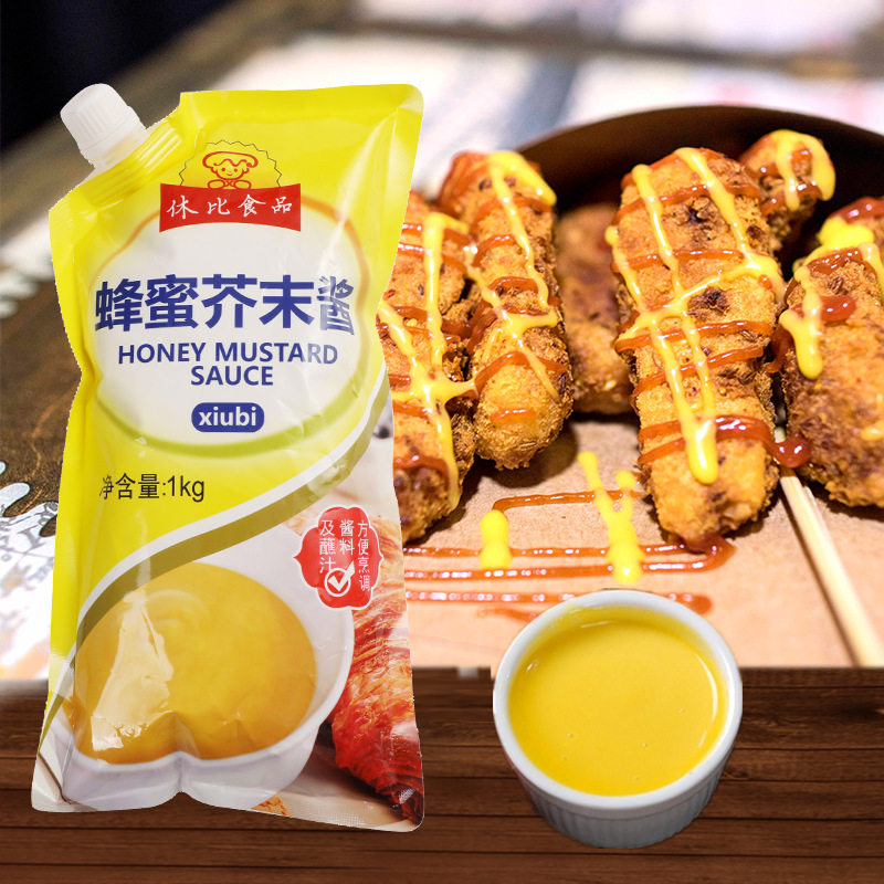 休比蜂蜜芥末酱袋装韩式炸鸡烤肉拌饭蘸酱蔬果色拉调味沙拉酱商用