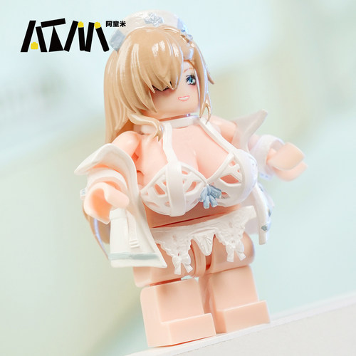 二次元动漫大胸不穿衣服性感美女乐高人仔积木女性胖手办玩具模型