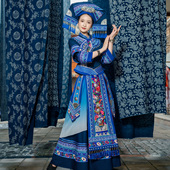 民族风风刺绣套装 女成人演出服蓝色流苏舞蹈服饰少数民族