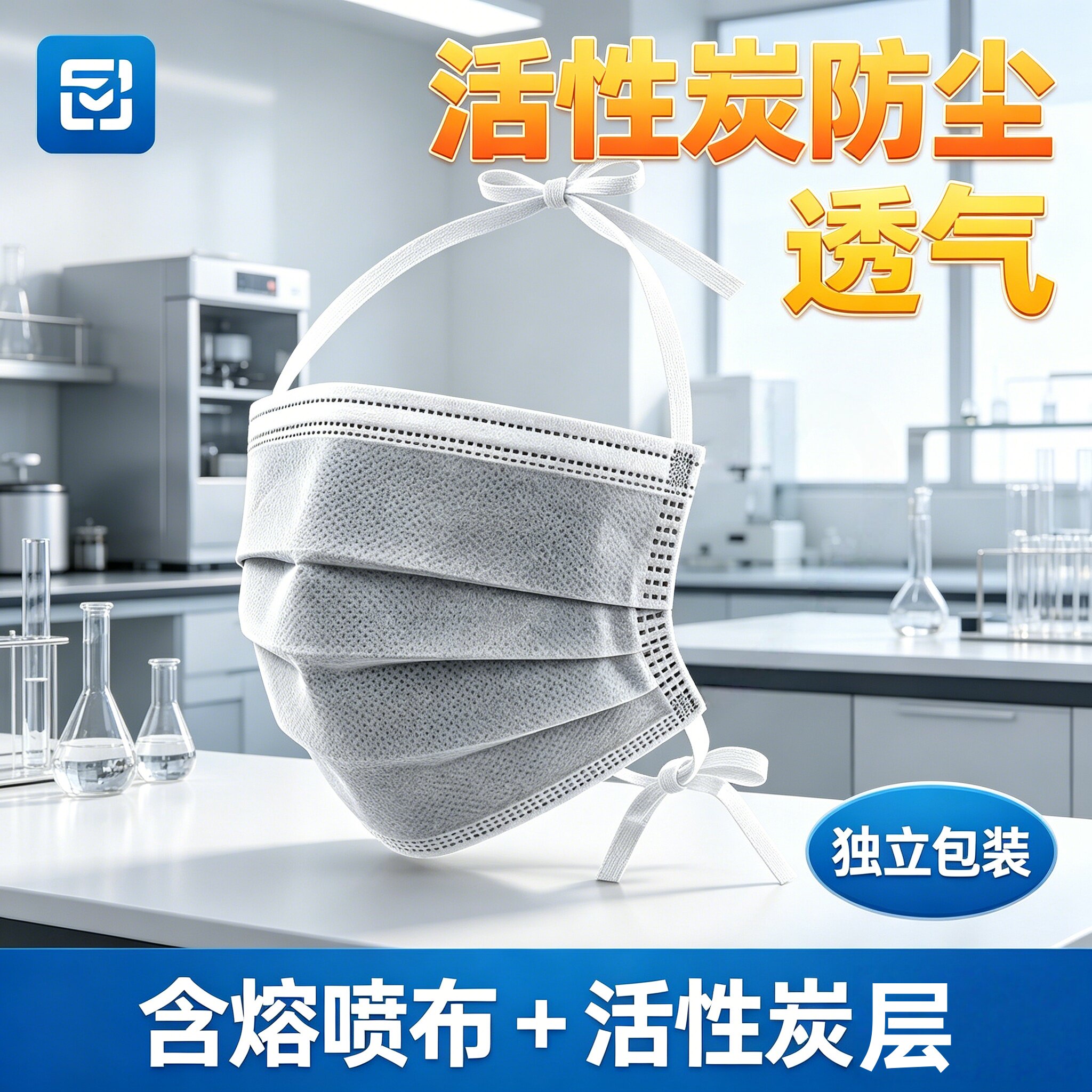一次性活性炭口罩加厚罩防尘防透气防油烟实验室过滤异味独立正规