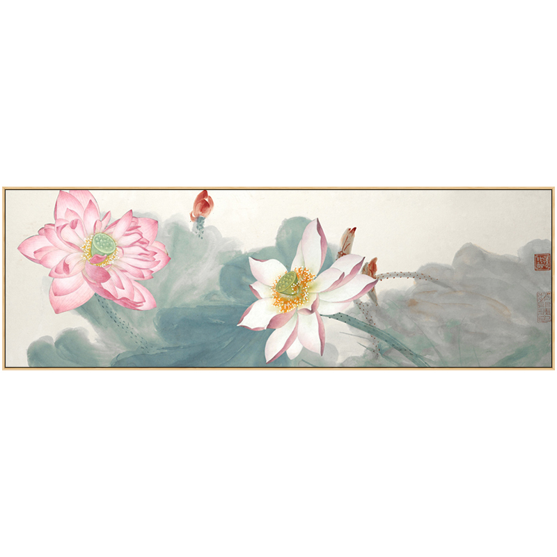新中式水墨荷花客厅挂画宾馆酒店客房卧室床头画中国风民宿装饰画图片